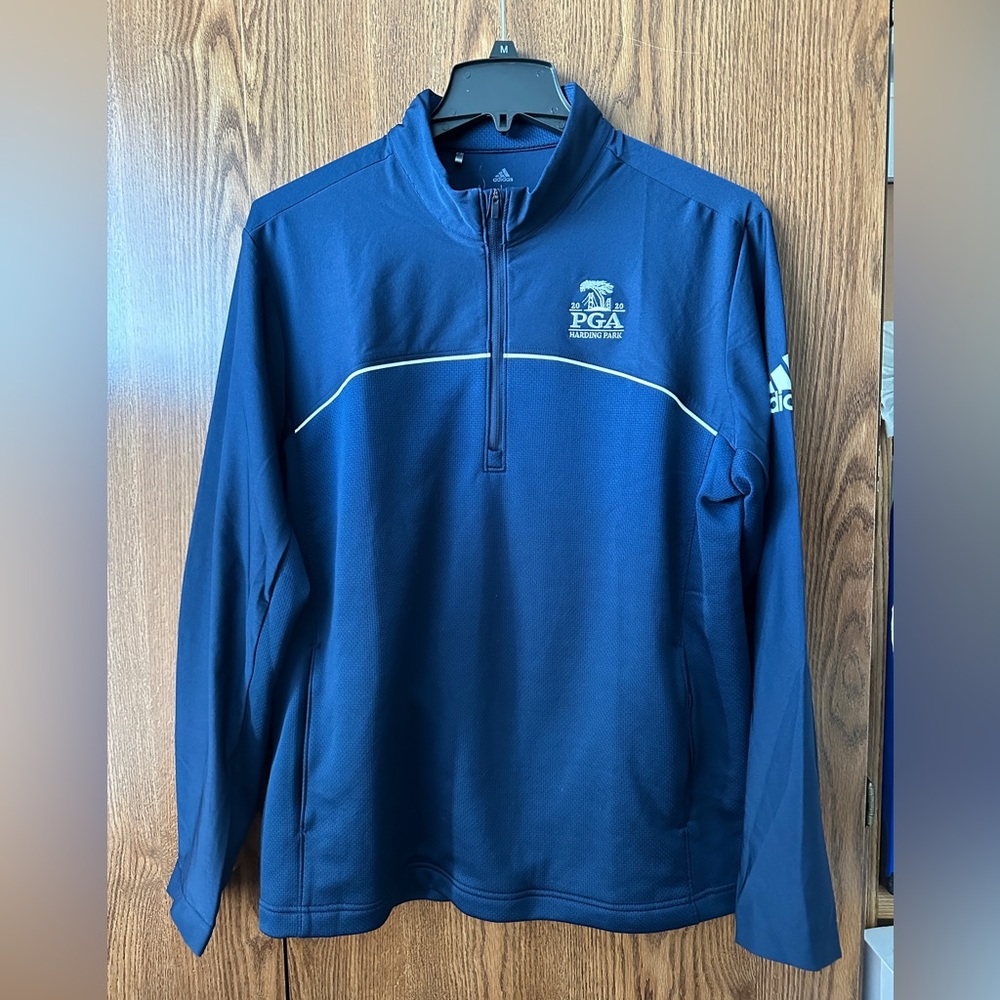 Adidas Navy Blue Quarter-Zip Pullover with PGA Logo - Large